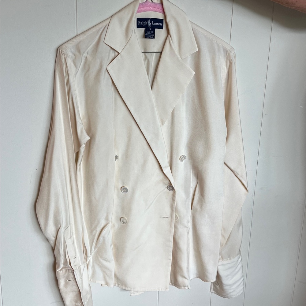 Ralph Lauren 100% silk Ivory Double-Breasted Blouse
